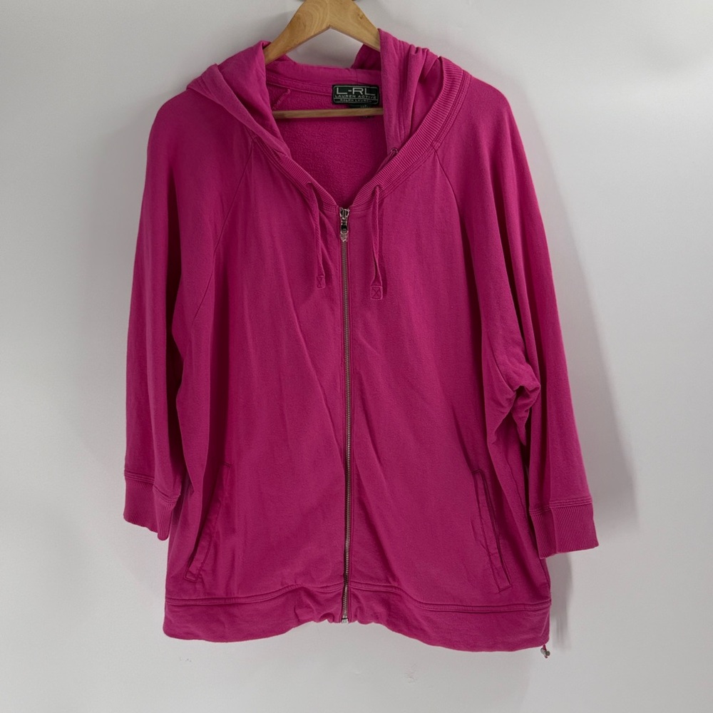 Ralph Lauren Active pink zipper front close sweatshirt with hood